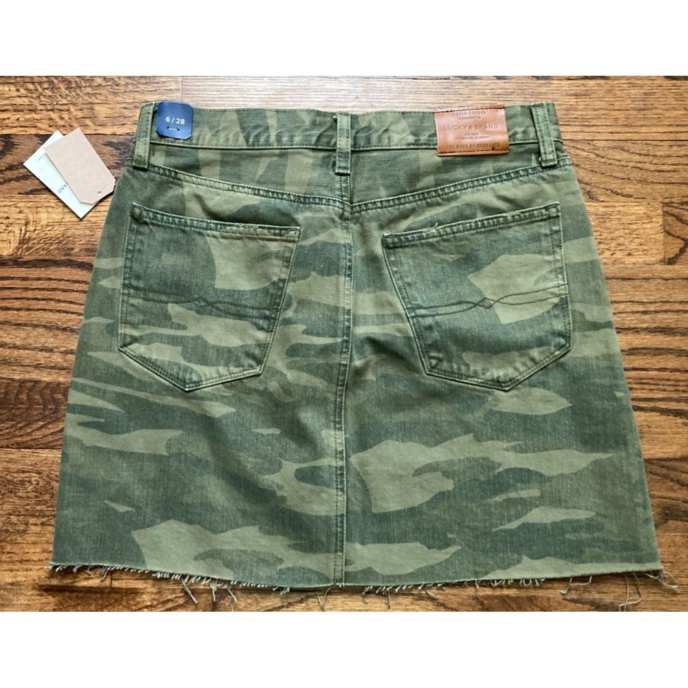 NEW Lucky Brand Skirt Womens Sz 6/28 Camo Denim Button Old Favorite Mini NWT - Picture 7 of 10